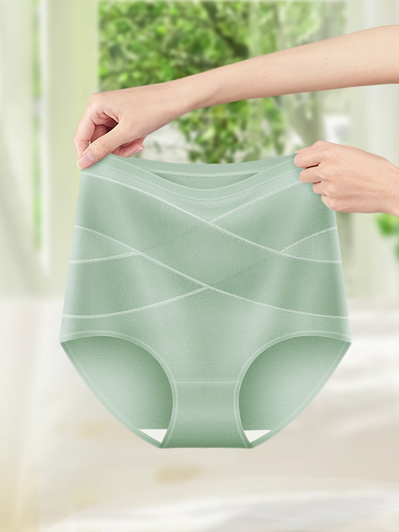 1pc High-Waist Women's Panties - Soft, Elegant, Non-Transparent, Knitted, Comfortable Tummy Control Underwear