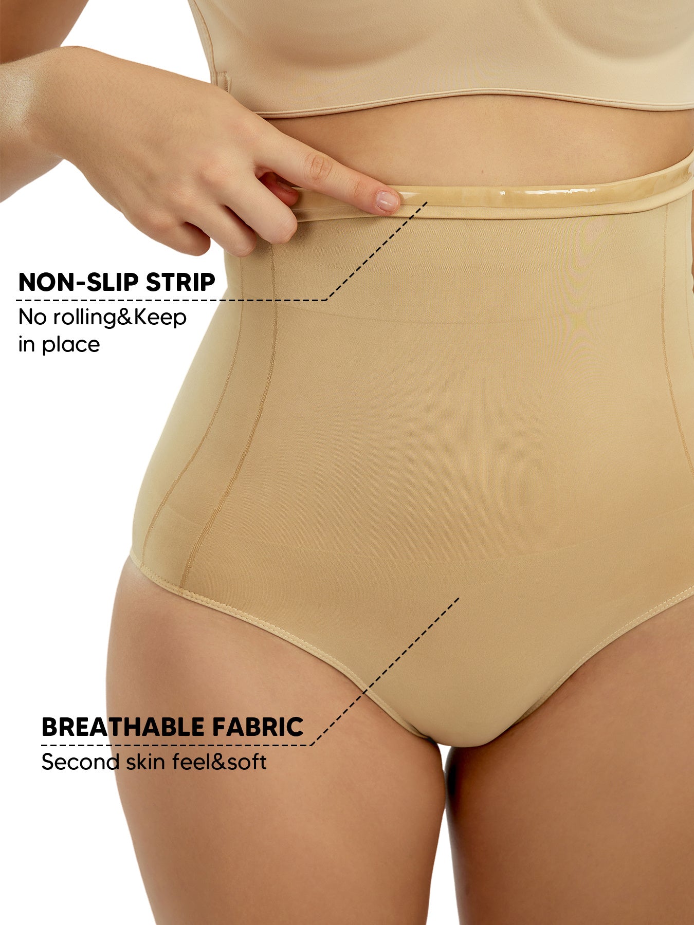 Women's High Waist Tummy Control & Hip Lifting Body Shapewear Underwear, Seamless Solid Briefs With Polyamide Material, Women's Panties Great Comfy & Breathable & Stretchy Slimming Panties, Women's Lingerie & Underwear, Women