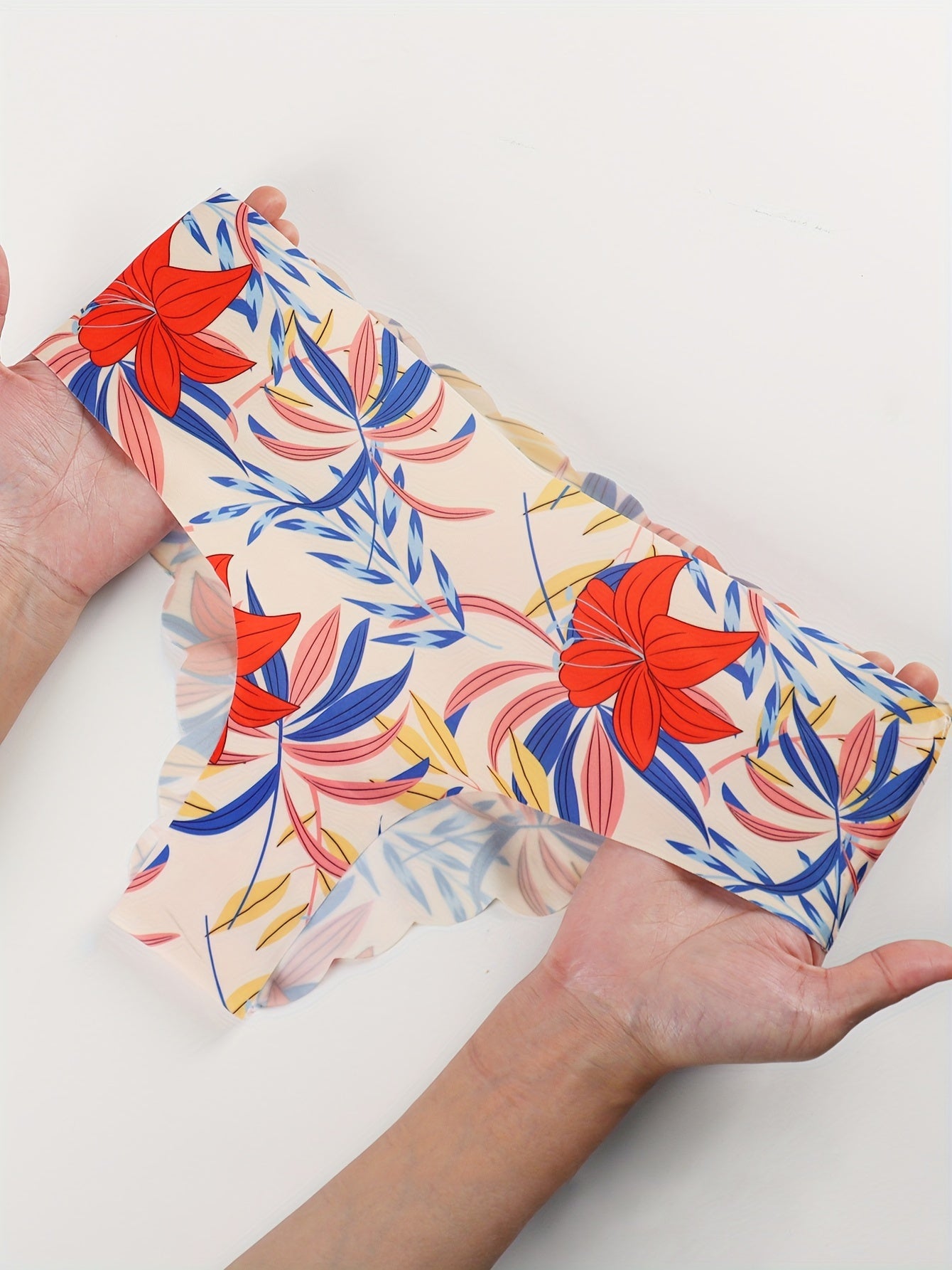 6pcs Pack, Comfortable Traceless Women's Panties, Breathable, Low Waist, Fashion Design, Art Print, Daily, Close-fitting