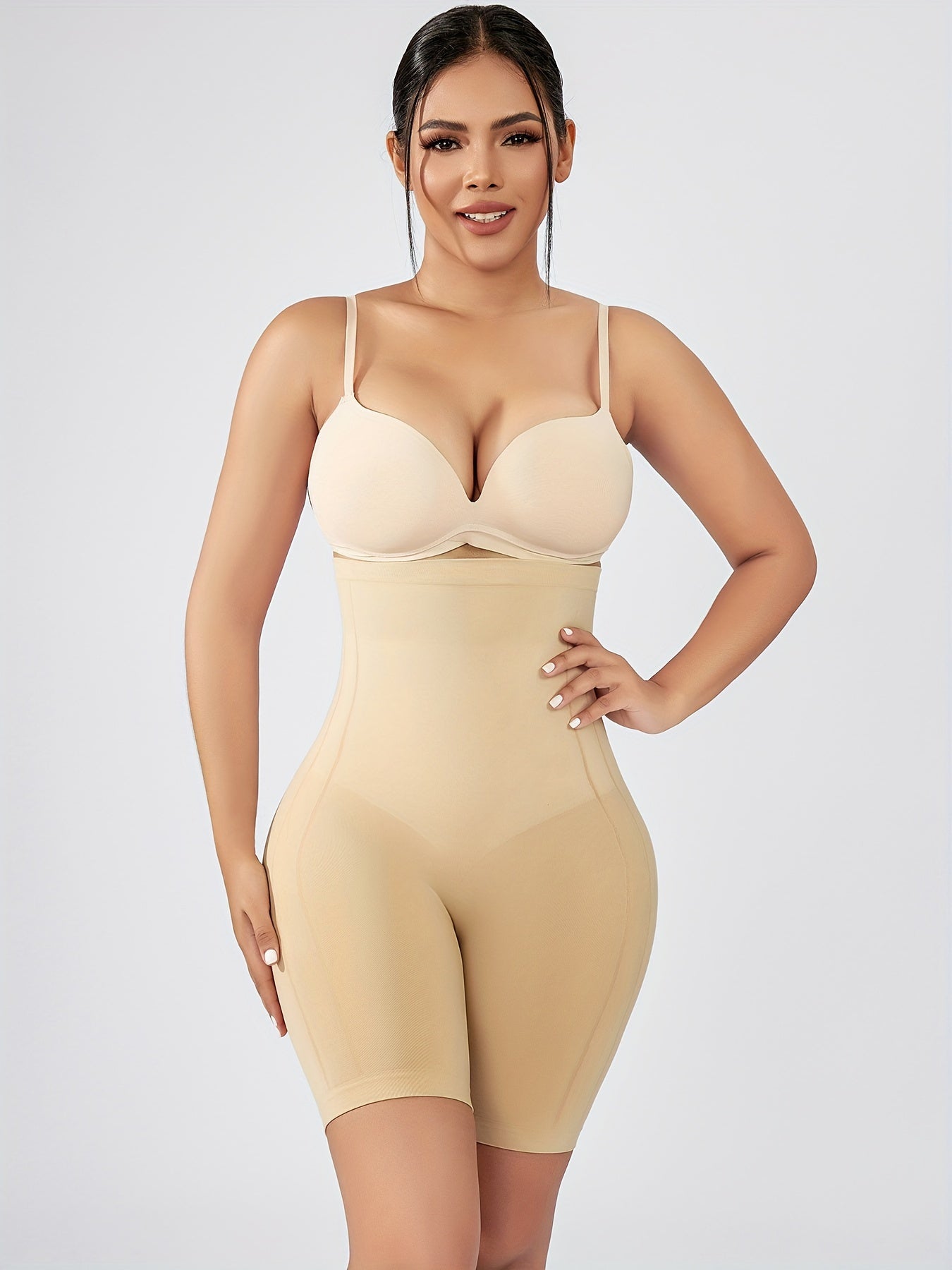 1pc Oversized Tummy Control Compression Butt Lifting Shorts, High Waist Shaping Solid Panties Short With Chest Support, Women's Shapewear & Sports Accessories, Comfy & High Elastic Shapewear, Women's Panties