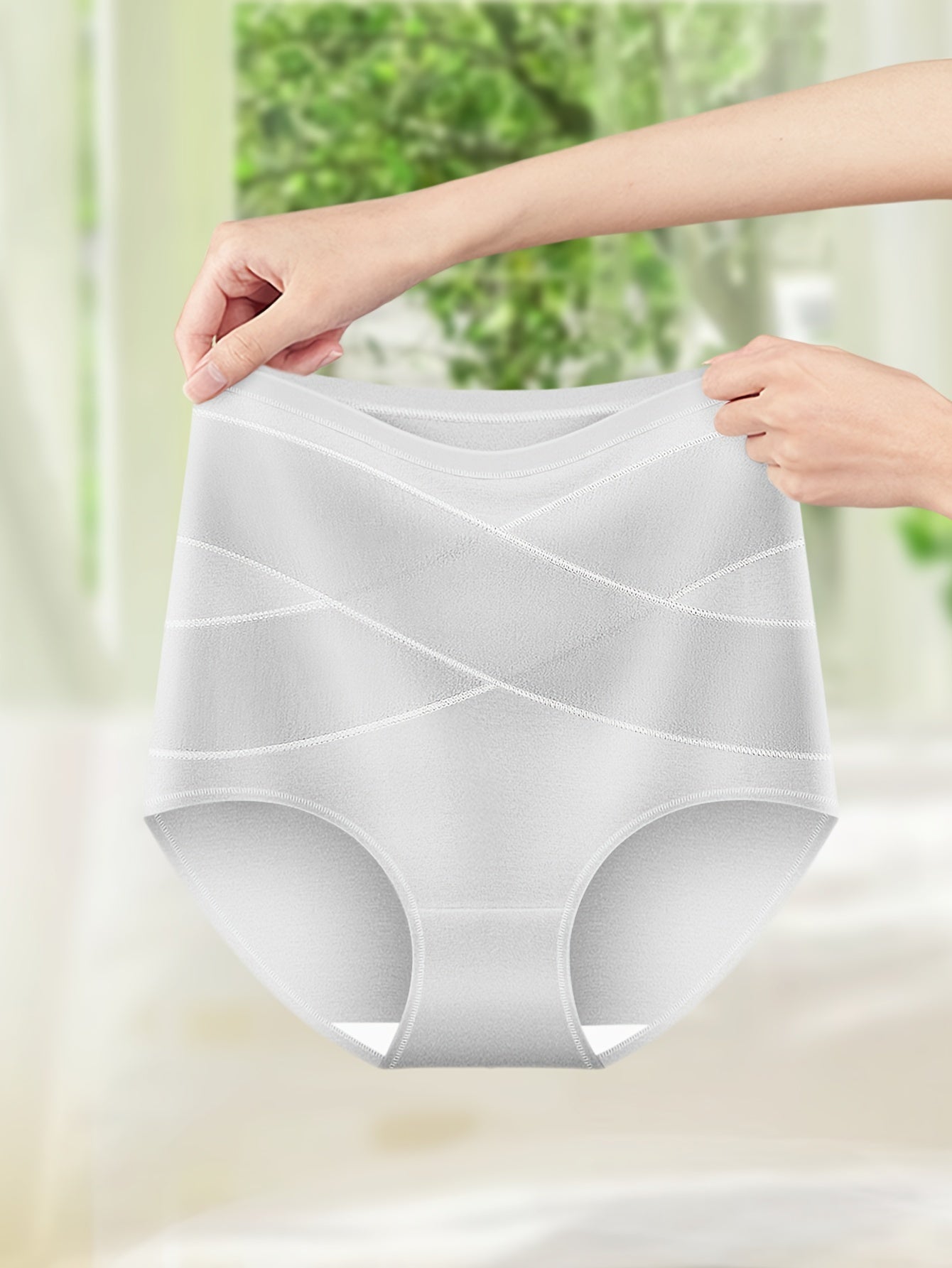 1pc High-Waist Women's Panties - Soft, Elegant, Non-Transparent, Knitted, Comfortable Tummy Control Underwear